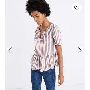 NWOT Madewell Stanza Ruffle Hem Top in Stripe